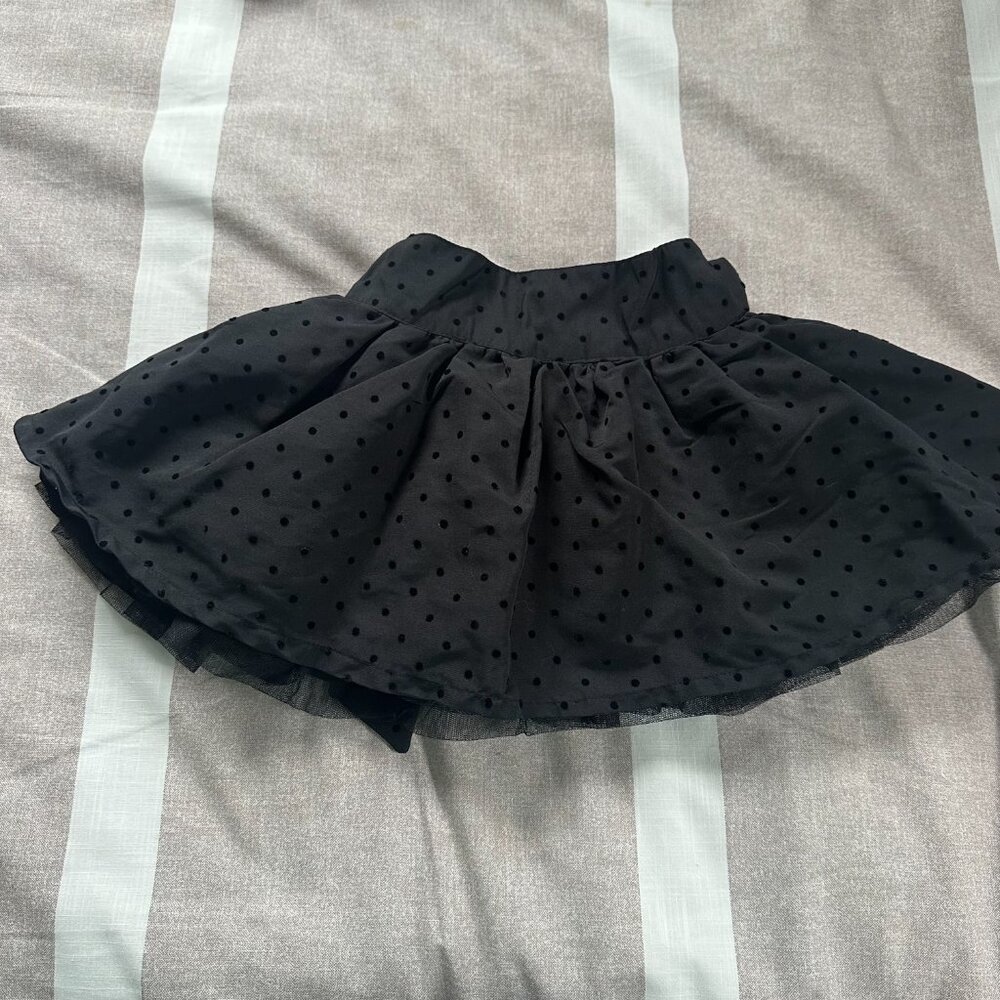 Like New Black Polka Dot Puff Skirt with Tie Belt Sz 18 mos - Picture 2 of 4